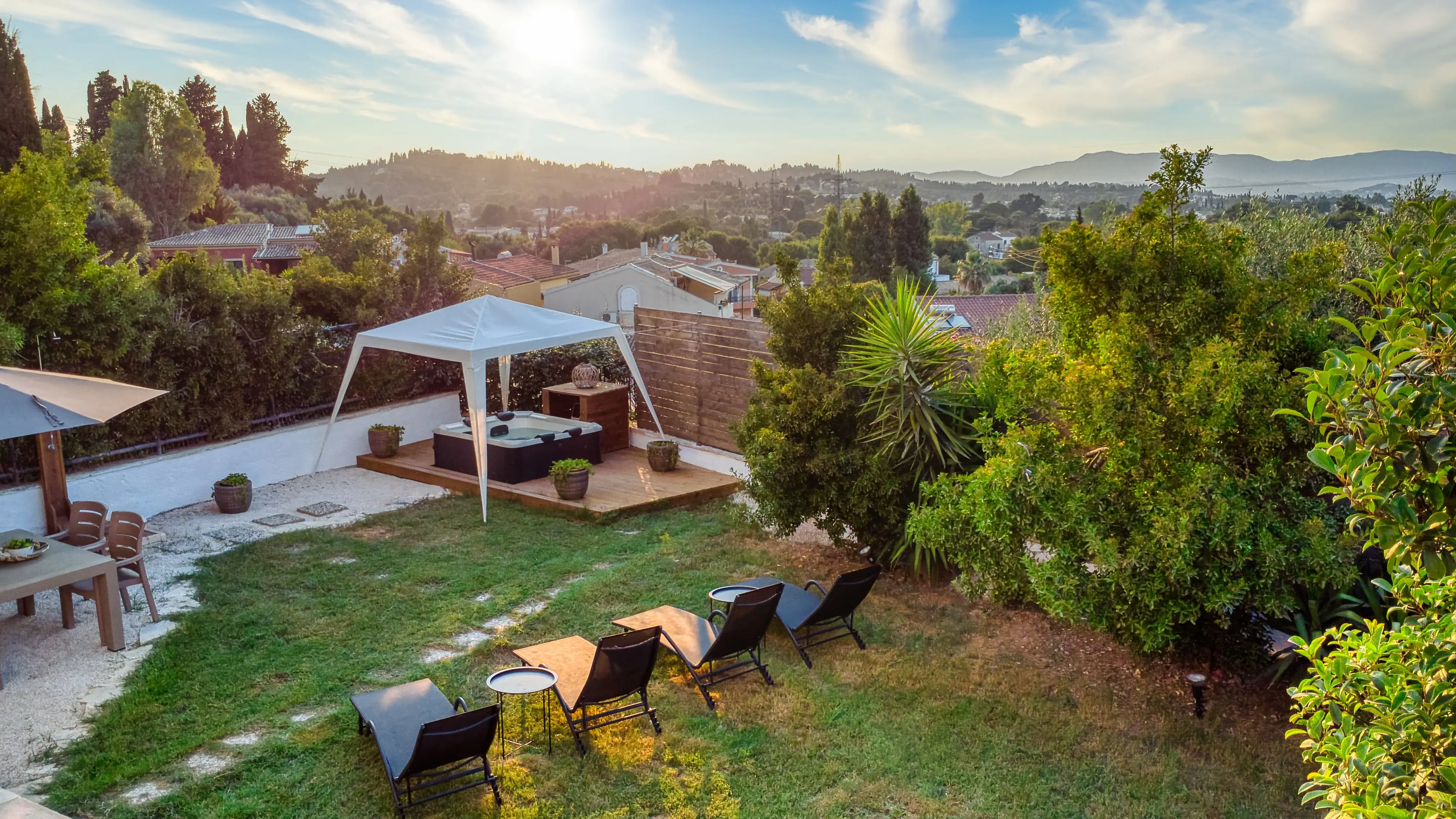 Aerial view of house and garden